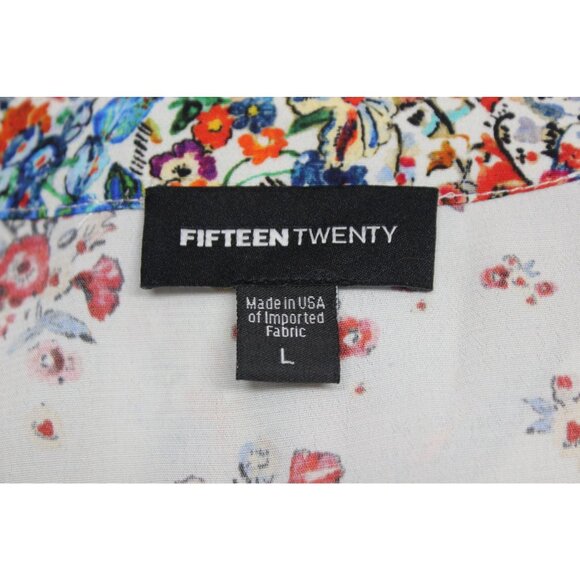 Fifteen Twenty women's button front floral print boho peasant tunic blouse L - Picture 7 of 10